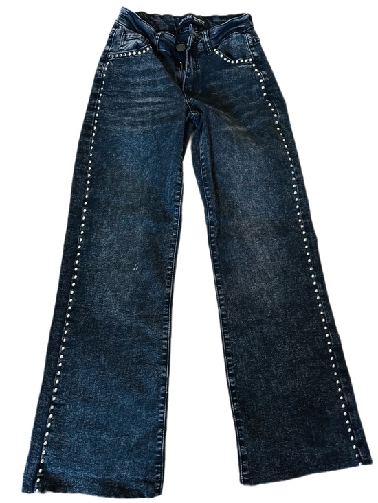 Telepatia Denim - Stud-Trim Dark Blue Wide Leg Jeans - Women's